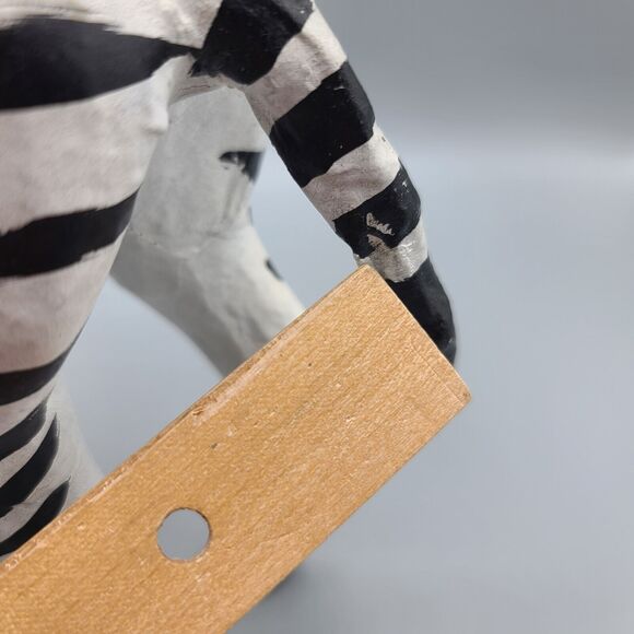 Leather Wrapped African Zebra Paper Mache Figure Statue Made In India - Picture 11 of 16